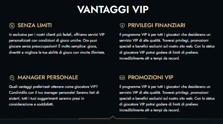 Livelli VIP, premi esclusivi e bonus personalizzati